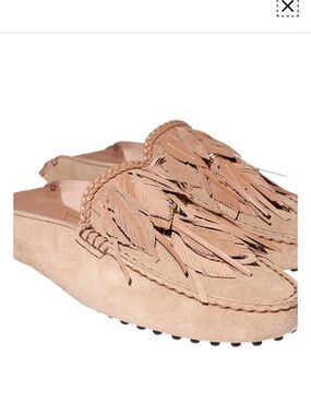 ISO Tod's Beige Suede Fringe Moccasins